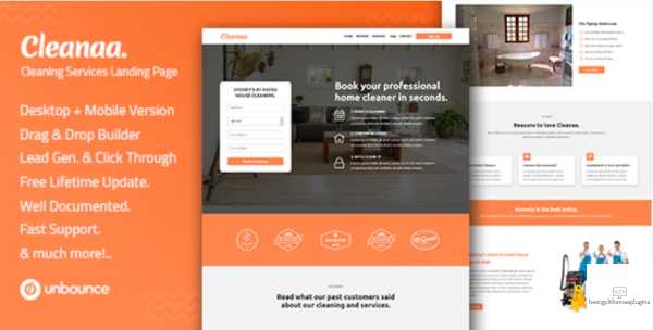 Cleanaa %E2%80%94 Cleaning Services Unbounce Landing Page Template