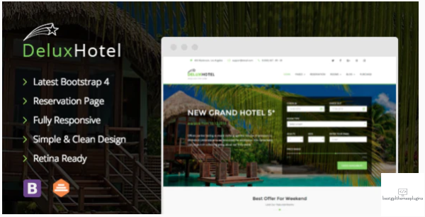 DeluxHotel Responsive Bootstrap 4 Template For Hotels