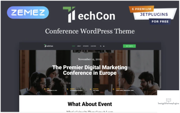 TechCon Conference One Page Animated Elementor WordPress Theme