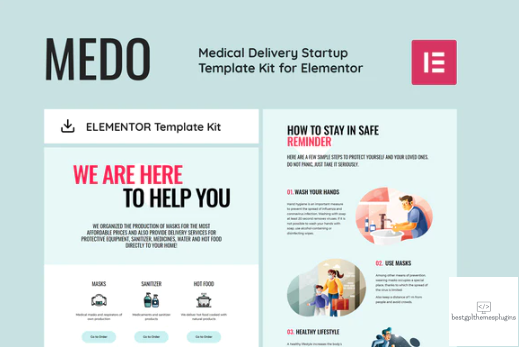 MEDO Medical Delivery Startup Elementor Template Kit