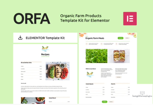 ORFA Organic Farm Products Elementor Template Kit