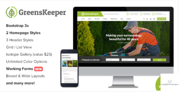 GreensKeeper Gardening Landscaping Responsive HTML5 Template