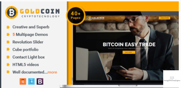 GoldCoin Bitcoin Cryptocurrency HTML Template