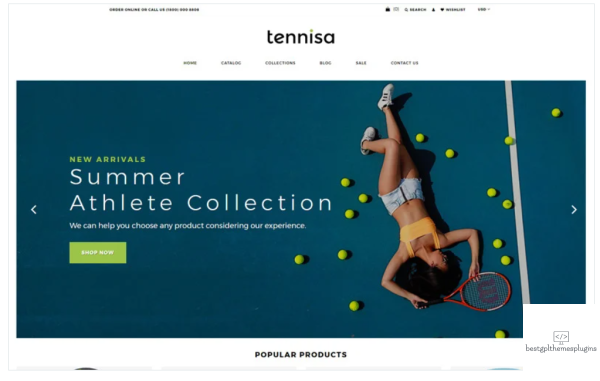 Tennisa Tennis Store Clean Shopify Theme