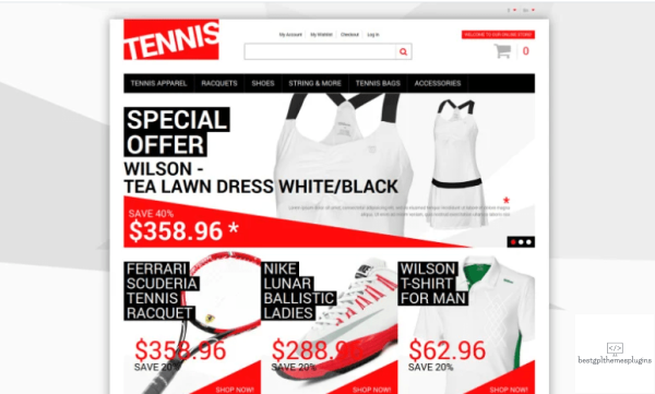 Tennis Dress Supplies Magento Theme