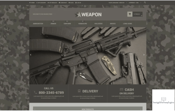 Online Weapon Store Magento Theme