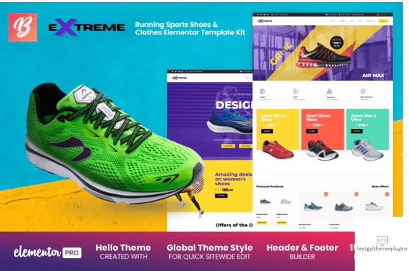 Extreme Running Sports Shoes Clothes Elementor Template Kit