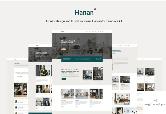 Hanan Interior Design Furniture Store Elementor Template kit