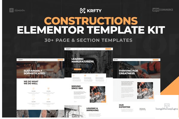 KRAFTY Construction Industry Elementor Template Kit