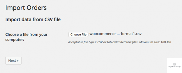 woocommerce customer order csv import suite select file