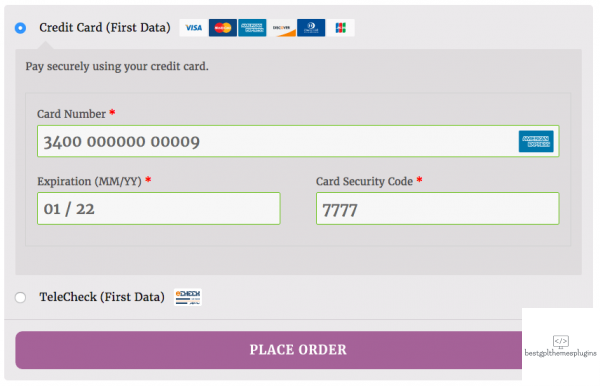 woocommerce first data payeezy gateway credit card checkout1 1 1
