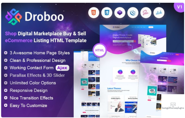 Droboo Digital Marketplace HTML Website Template