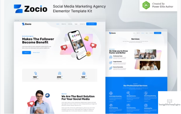 Zocio %E2%80%93 Social Media Marketing Agency Elementor Template Kit