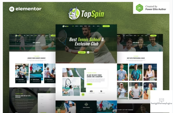 TopSpin %E2%80%93 Tennis School Sports Club Elementor Template Kit