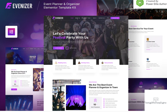 Evenizer %E2%80%93 Event Planner Organizer Elementor Template Kit