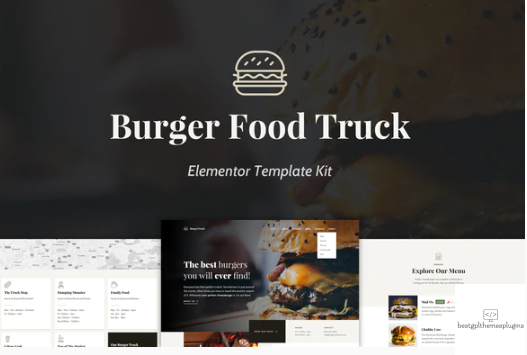 Burger Food Truck Popup Restaurant Elementor Template Kit