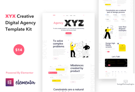 XYZ Creative Digital Agency Business WordPress Elementor Template Kit