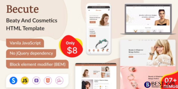 Becute Jewelry Cosmetics and Beauty eCommerce HTML Template