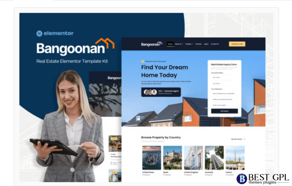 Bangoonan Real Estate Property Elementor Template Kit