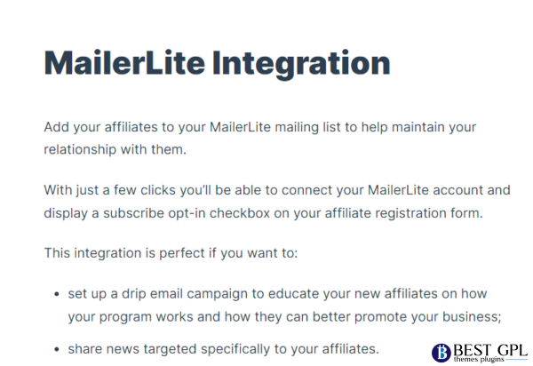 SliceWP E28093 MailerLite Integration Add On