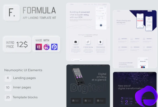 Formula Software App Landing Elementor Template Kit