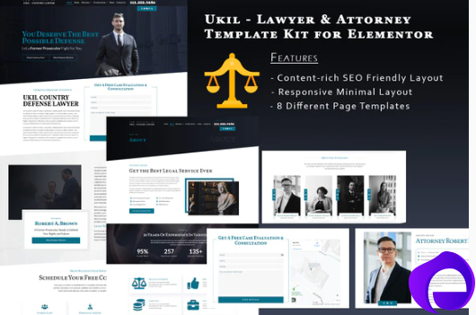 Ukila Lawyer Attorney Template Kit for Elementor