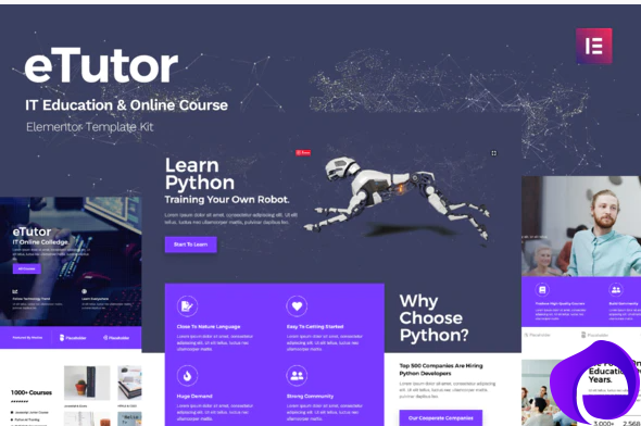 eTutor Education Online Course Elementor Template Kit