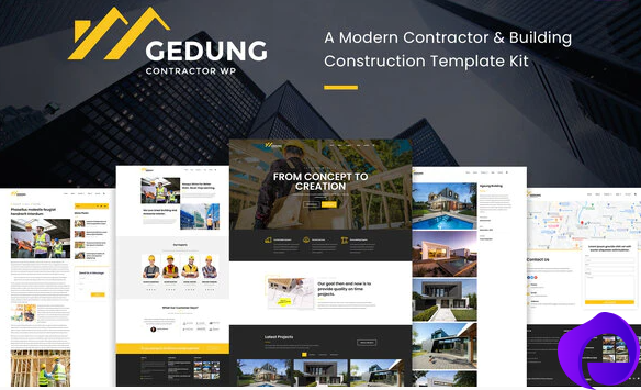 Gedung Contractor Building Construction Elementor Template Kit