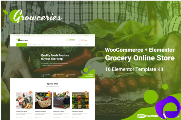Growceries Food Grocery Store Elementor Template Kit
