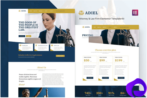 Adiel Attorney Law Firm Elementor Template Kit