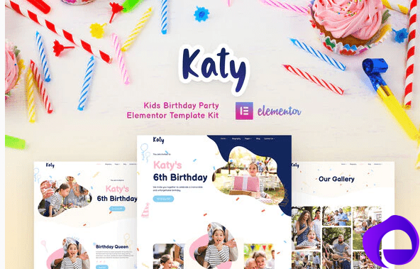 Katy Kids Birthday Party Planner Invitation Elementor Template Kit