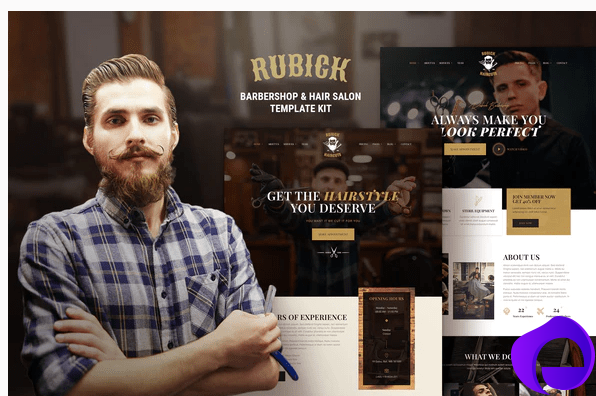 Rubick Barbershop Hair Salon Elementor Template Kit