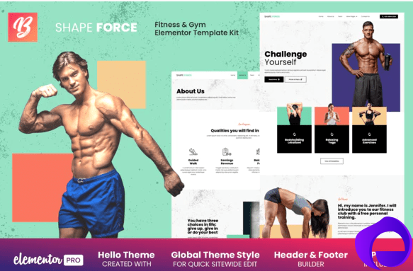 Shape Force Fitness Gym Elementor Template Kit