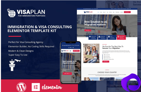 VisaPlan Immigration Visa Consulting Elementor Template Kit 1