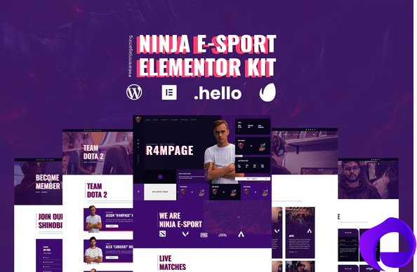 Ninja Esports Gaming Elementor Template Kit