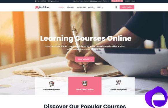 Bookflare – Modern Education Online Learning Elementor Template Kit 1