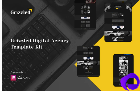 Grizzled Digital Agency Dark Elementor Template Kit