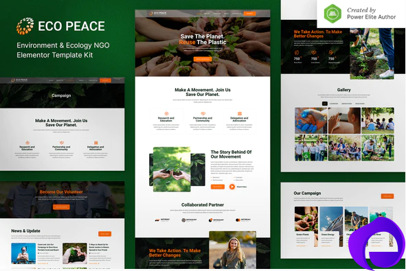 EcoPeace – Environment Ecology NGO Elementor Template Kit