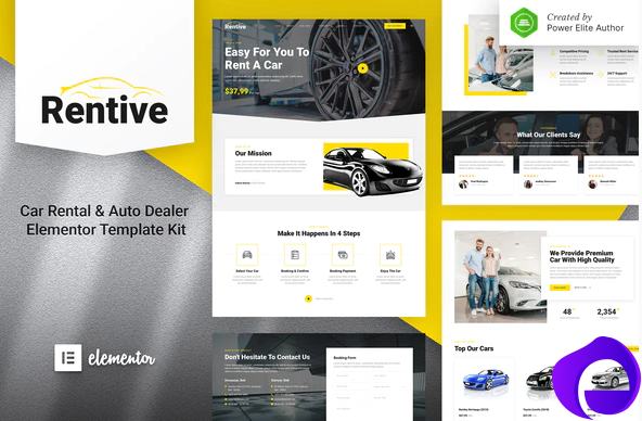 Rentive – Car Rental Auto Dealer Elementor Template Kit