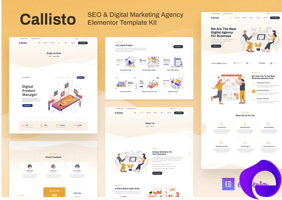 Callisto SEO Digital Marketing Agency Elementor Template Kit