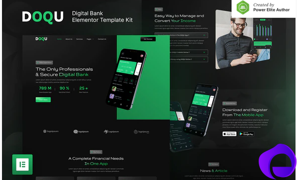 DOQU – Dark Digital Bank E Wallet Elementor Template Kit