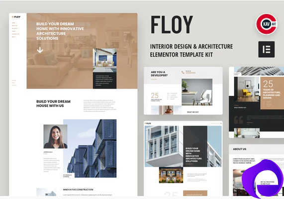 Floy Interior Design Architecture Elementor template kit