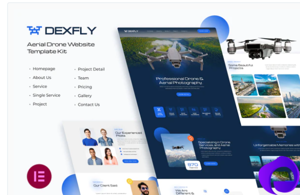 Dexfly Drone Aerial Photography Elementor Template Kit