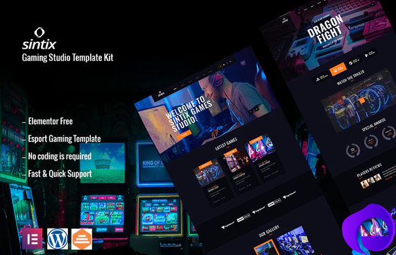 Sintix Gaming Studio Elementor Template Kit