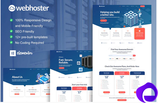 WebHoster Web Hosting Service Elementor Template Kit 1