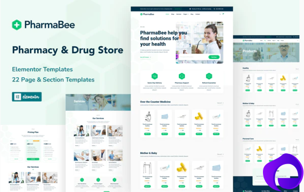 PharmaBee Pharmacy Drug Store Website Elementor Template Kit