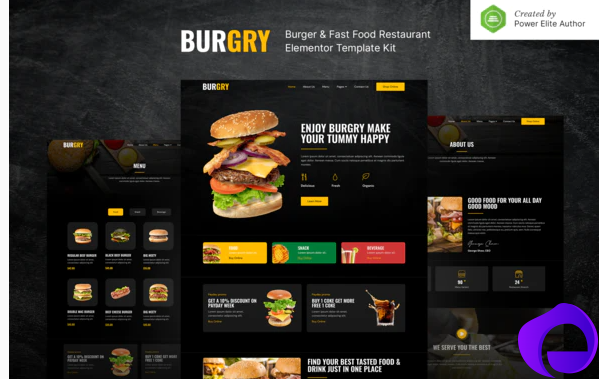 Burgry – Burger Fast Food Restaurant Elementor Template Kit