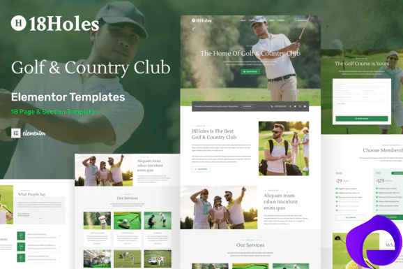 18Holes Golf Country Club Website Elementor Template Kit