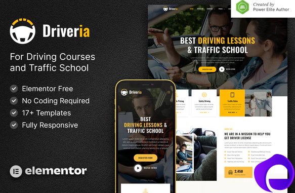 Driveria – Driving Course Traffic School Elementor Template Kit