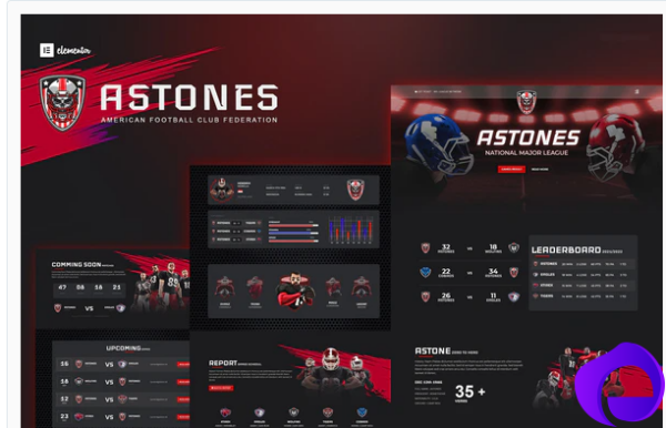 Astones American Football Team Sports Elementor Template Kit